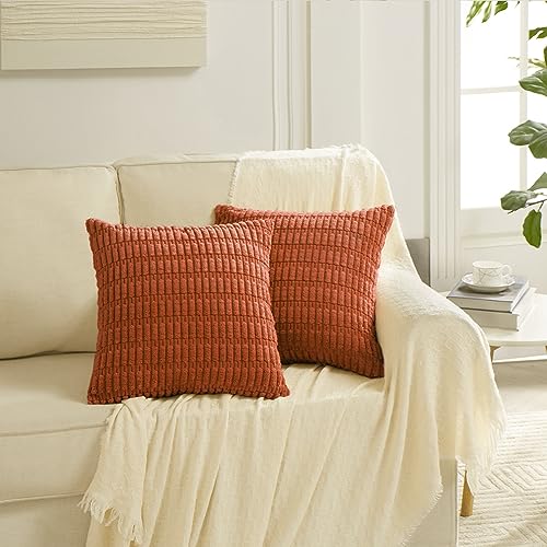 4 Packs Decorative Throw Pillow Covers for Living Room Couch Bed (18" x 18" (Pack of 4) / Burnt Orange)