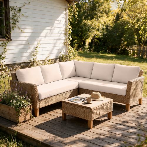 8PCS Patio Cushion Covers.Patio Furniture Couch SeatSlipcovers (Beige / 8PCS)