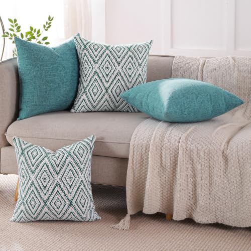 Throw Pillow Covers 18x18 (Aqua / 18" x 18" (Pack of 4))