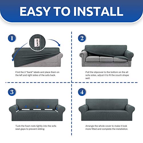 Stretch Loveseat Couch Cover (Grey / Medium)