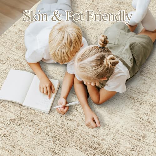 Washable Area Rug 8x10 Large Soft Living Room Rugs Light Brown (Light Brown / 8' x 10' (Rectangular))