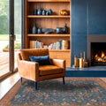 Washable 4x6 Small Rug for Living Room (4' x 6' (Rectangular) / Blue / Terracotta)