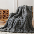 Soft Bubble Faux Fur Throw Blanket (Cationic Light Grey / 60“x80”)