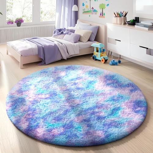 Round Rug 4Ft Tie (Rainbow Purple / 4' (Round))