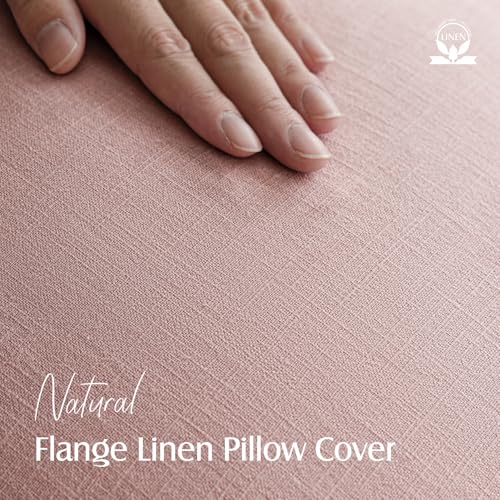 Linen Solid Decorative Throw Pillow Covers 22x22 Inch Rose Pink (22" x 22" (Pack of 2) / Blush)