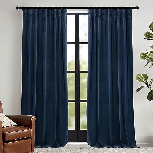 Velvet Curtains 102 inches Long (Navy Blue / 52"W x 102"L (Pack of 2))