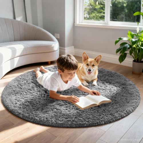 Round Rug 5Ft Grey Circle Area Rugs (1- Grey / 5' (Round))