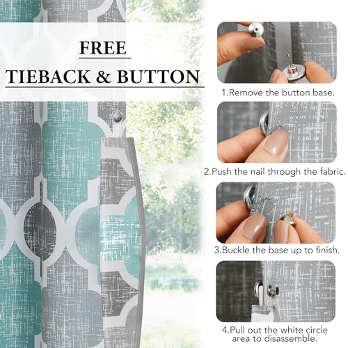 Moroccan 100% Blackout Sliding Door Curtains Aqua Grey 100x84 1 Set (Grommet | Aqua and Grey / 100"W x 84"L (Pack of 1))