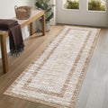 2x6 Modern Bordered Runner Rug Non Slip Washable Floor Carpet (Brown / 2' x 6' (Rectangular))