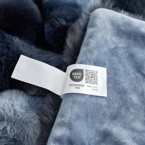 Faux Fur Throw Blanket for Couch (Tie-dye Blue / Throw(50" x 60"))