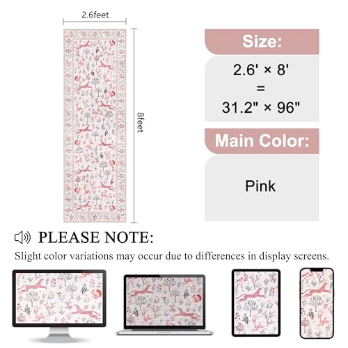 2.6x8 Rug for Hallway (Pink (Animal) / 2'6" x 8' (Rectangular))