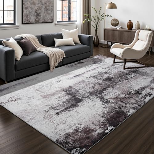 Abstract Area Rug Modern Washable Rug Soft Non Slip Rug Low Pile for Bedroom Living Room Dining Room Coffee Brown 5x8 Feet (Coffee Brown / 5' x 7'11" (Rectangular))