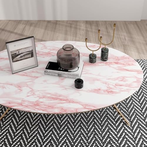 Marble Contact Paper Pink Peel and Stick Wallpaper for Kitchen Countertop (Pink/White / 15.7" x 472.4")