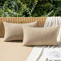 Decorative Outdoor Pillow Covers Lumbar Waterproof 12x20 Light Tan (20" x 12" (Pack of 2) / Light Tan)