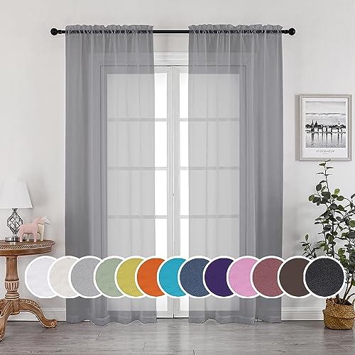 Grey Sheer Curtains (Charcoal Grey / 42"W x 84"L (Pack of 2))