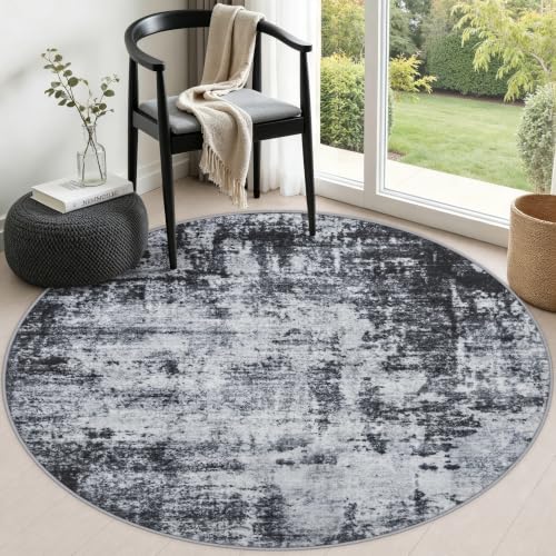 Round Area Rug Living Room (Dark Black / 5' (Round))