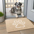 Dog Door Mat for Muddy Paws (24"X16" / Beige and White)