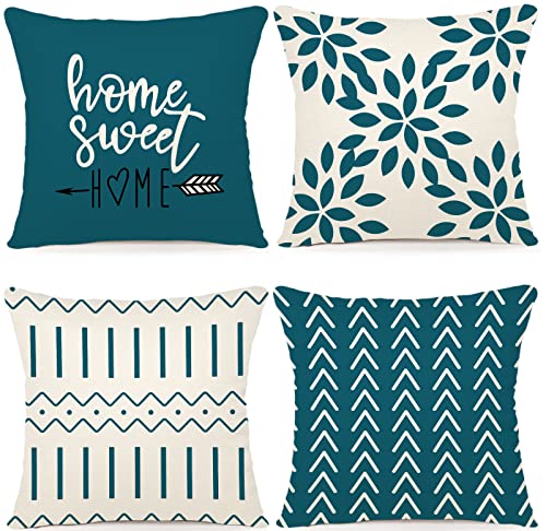 Pillow Covers 18x18 Set of 4 (Teal / 18" x 18" (Pack of 4))