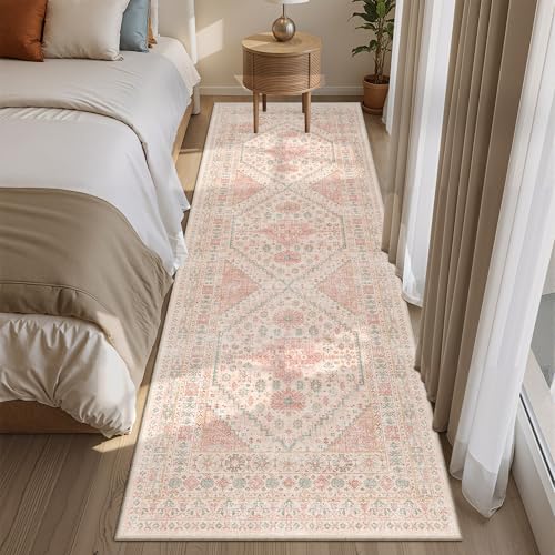 Kitchen Runner Rug Non Slip Washable Rugs 2.5x8 (Pink / 2'6" x 8' (Runner))