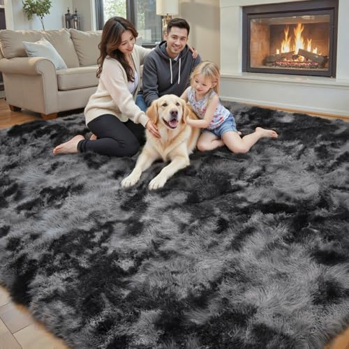 8x10 Area Rugs for Living Room (Dark Grey Tie-dyed / 8' x 10' (Rectangular))