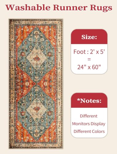 2x5 Washable Non Slip Boho Runner Rug for Hallway (Tribal Medallion/Multi / 2' x 5' (Runner))
