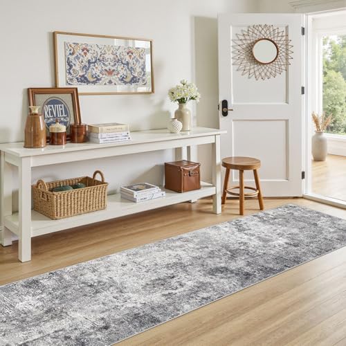 2x10 Washable Runner Rug for Hallway (Grey / 2' x 10' (Runner))