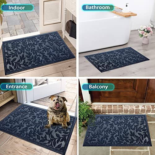 Sturdy Front Entrance Doormats (1'11" x 2'11" (Rectangular) / Leaves Blue)