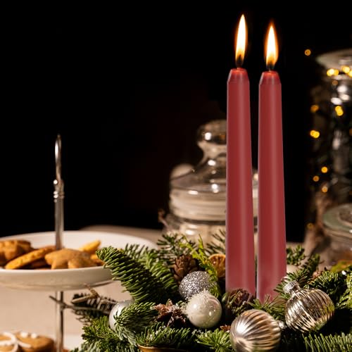 0.87×10 Inch Dark Red Taper Candles (Dark Red)