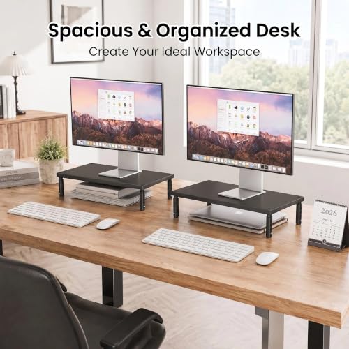 Adjustable Monitor Stand Riser for Desk (Black / 1-tier)