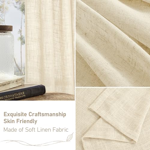63 Inch Length Beige Linen Curtains for Bedroom 2 Panels Set (34"W x 63"L (Pack of 2) / Beige)
