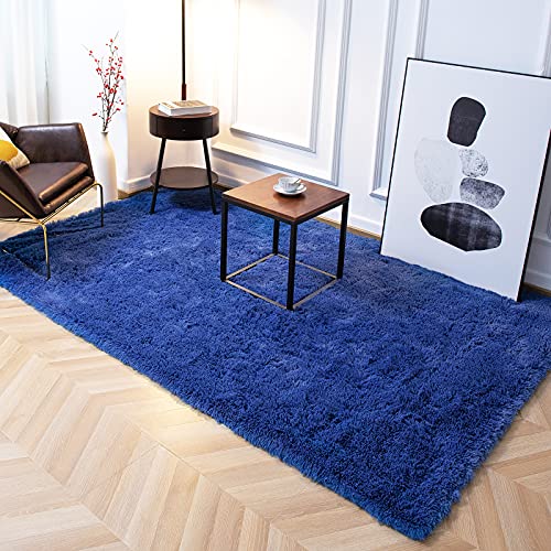 Super Soft Shaggy Rugs Fluffy Carpets (4' x 6' (Rectangular) / Indigo)
