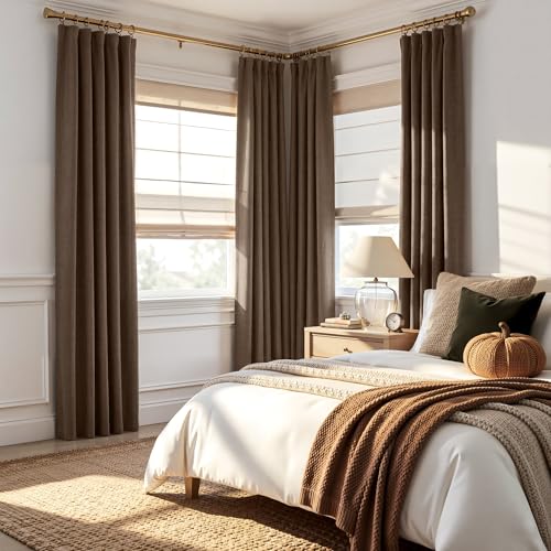 Brown 100% Blackout Curtains 96 Inch Long for Living Dining Room (Brown / 52"W x 96"L (Pack of 2))