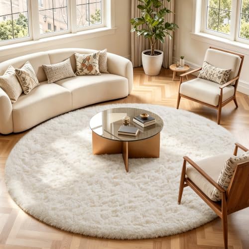 Round Rugs 7Ft Ivory Circle Area Rug (2- Ivory / 7' (Round))