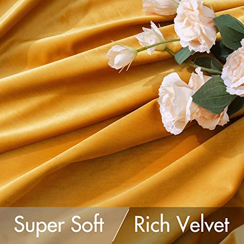Velvet Blackout Curtains 52x72 inches 2 Panels Mustard Yellow (Mustard Yellow / 52"W x 72"L (Pack of 2))