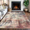 Abstract Area Rugs 5x7 Ft Washable Rugs for Living Room (Red/Multi / 5' x 7' (Rectangular))