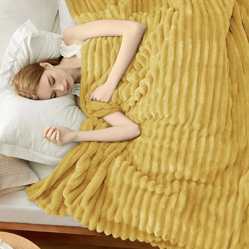 Soft Full Size Fleece Blankets for Bed Yellow 84"x90" (Yellow / Full)