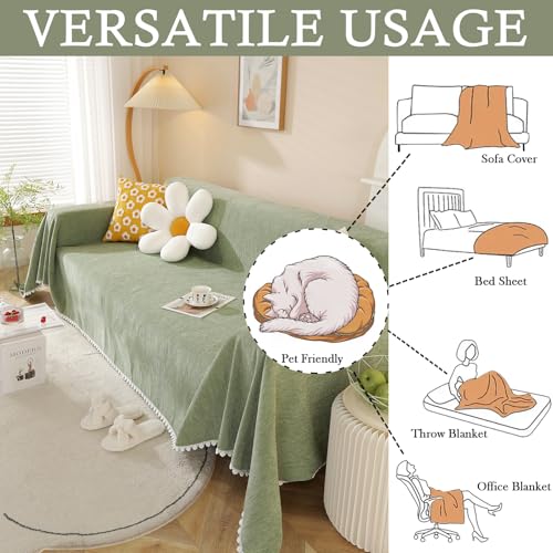 Couch Cover Sofa Covers (71" x 134" / Daisy:sage)