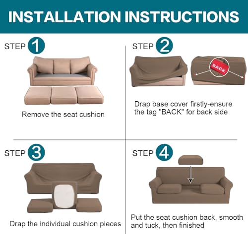 4 Piece Sofa Covers for 3 Cushion Couch Sofa Slipcover Soft Couch Cover for Dogs (Sofa (3 Cushion) / Olive)