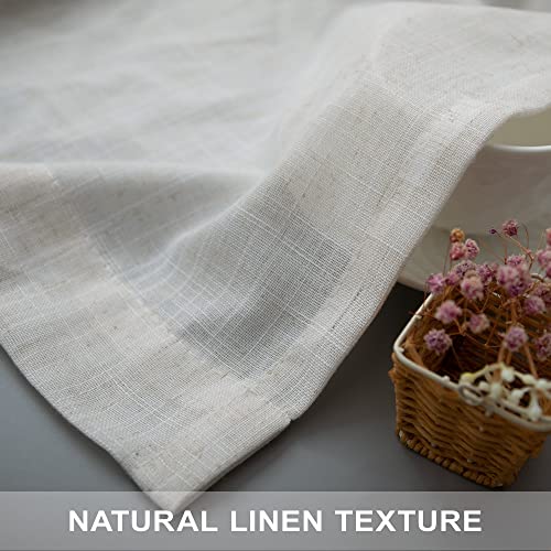 Natural Linen Boho Curtains 84 Inch Length 2 Panels Cream Ivory Light Filtering Semi Sheer Panels Floor Length Drapes for Bedroom Living Room Back Tab Pocket 34 x 84 Inch Long 7FT 7 FT Tall (34"W x 84"L (Pack of 2) / Natural)