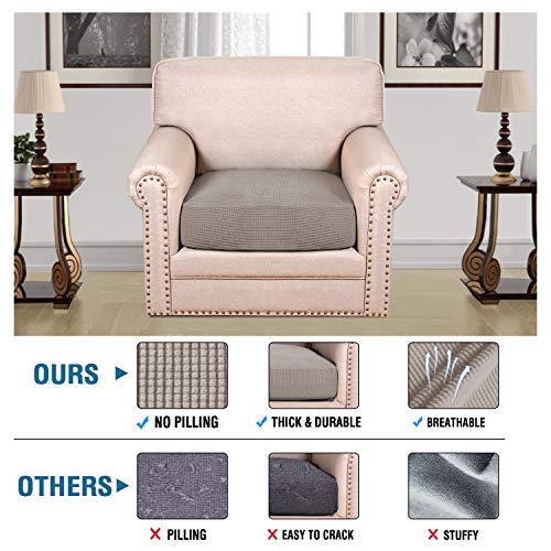 Stretch Couch Cushion Covers Individual Seat Sofa Chair Slipcovers Cushion Protector Cover Featuring Jacquard Textured Twill Fabric (Taupe)