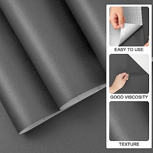 23.6 in x 118 in Dark Grey Wall Paper Peel and Stick Wallpaper (Dark Gray / 23.6" x 118")
