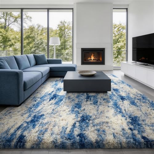 9x12 Blue and Gray Area Rugs for Living Room (Blue/White/Grey / 9' x 12' (Rectangular))
