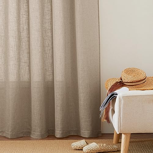 Extra Wide Sheer Curtains for Sliding Patio Door Large Window (Khaki / 70"W x 84"L (Pack of 2))