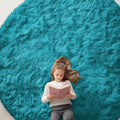 Teal Round Rugs for Bedroom (9 Ft Round / Teal)