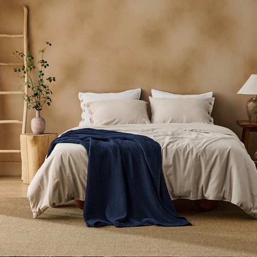 100% Cotton Muslin Blanket Twin XL for Bed (08 - Navy Blue / Twin XL (66" X 90"))