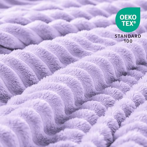 3D Ribbed Pastel Lilac Fleece Twin Blanket for Couch (Pastel Lilac / Twin(60"x80"))