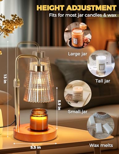 Modern Candle Warmer Lamp with 24h Cycle Timer (Dark wood)