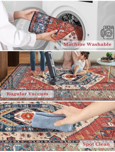 2'6"x10' Washable Non Slip Boho Runner Rug for Hallway (Rust/Multi / 2'6" x 10' (Runner))