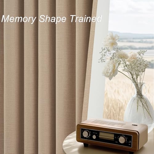 Blackout Large Curtains for Living Room 108 Inch Long (Tan / 52"W x 108"L (Pack of 2))