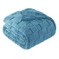 3D Checkered Fleece Queen Blanket for Bed (Slate Blue / Queen (90"x90"))